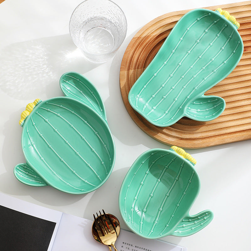 Cactus Bowls And Plates Japanese Style Cartoon Ceramic Tableware