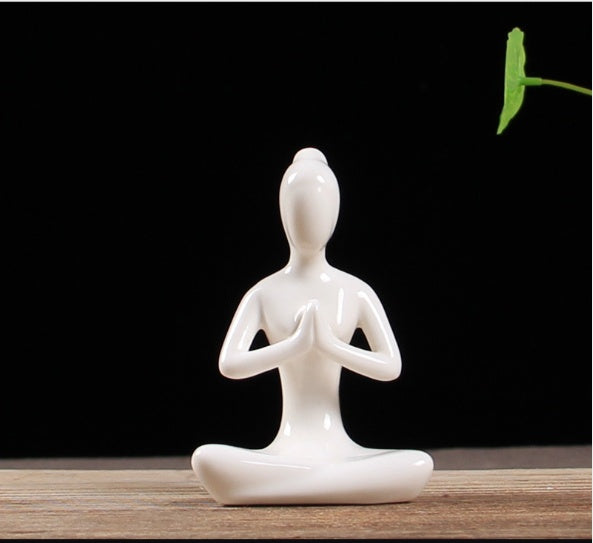 Abstract Art Ceramic Yoga Figurines Porcelain Yog Statue Home Decoration Accessories Office Desktop Ornament