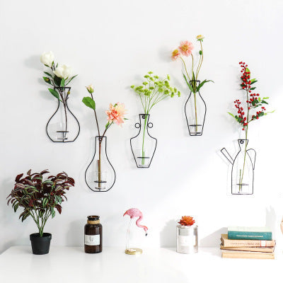 Creative Wall Wrought Iiron Wall Hanging Glass Vase
