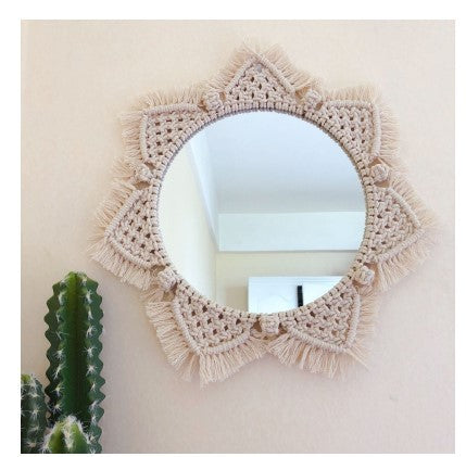 Sunflower. INS Scandinavian Girl Heart Mirror Handmade Tapestry Cosmetic Mirror Ring Home Decoration