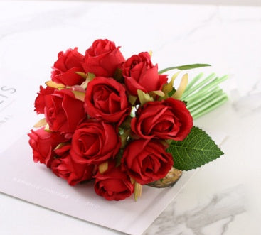 6 Colors 12PCS/set 25x16cm Artificial Rose Valentine's Day Flowers Wedding Bride Bouquet Silk Flowers DIY Home Decor Rose Flower