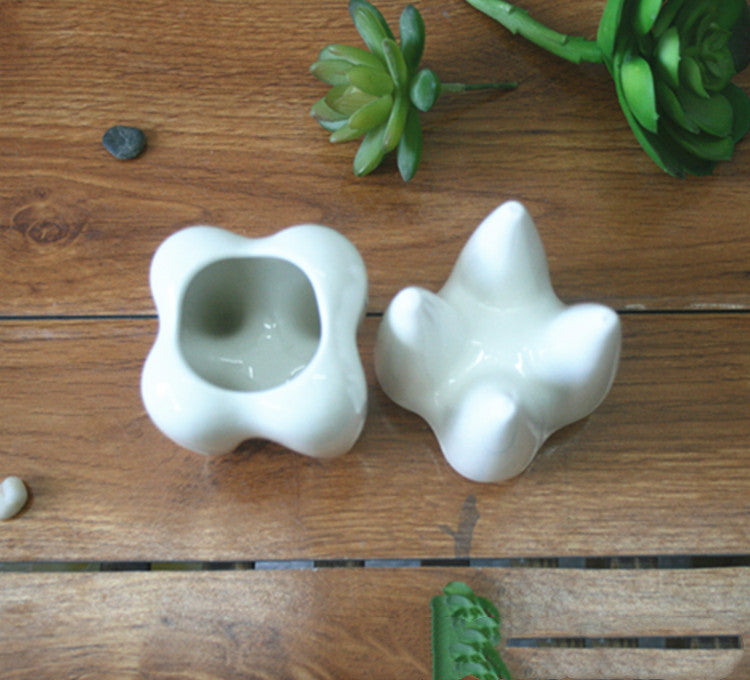 Tooth shaped tabletop ceramic flowerpot