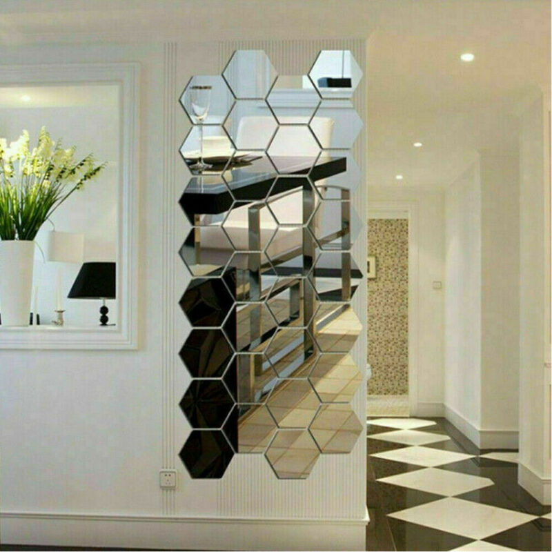 Hexagonal Mirror Environmental Acrylic Wall Sticker
