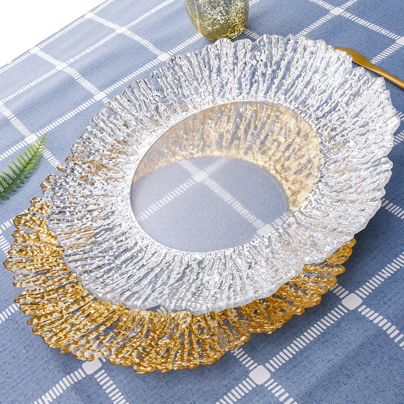 Creative Tree Pattern Glass Fruit Plate Gold Plating Plate