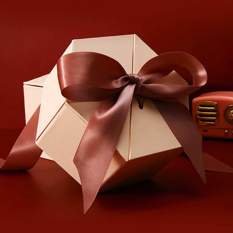 Hexagonal Gift Box Lipstick Perfume Gift Box Heaven And Earth Cover Bow Gift Box