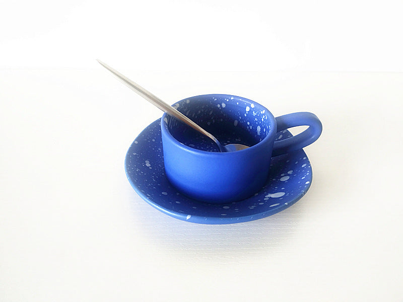 Irregular Spray Point Mugs And Saucers Starry Blue Style