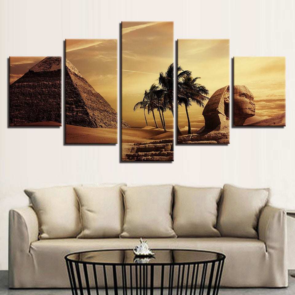 Modern Home Decoration Canvas Inkjet Oil Painting Wall Painting Five-Faced Lion Pyramid