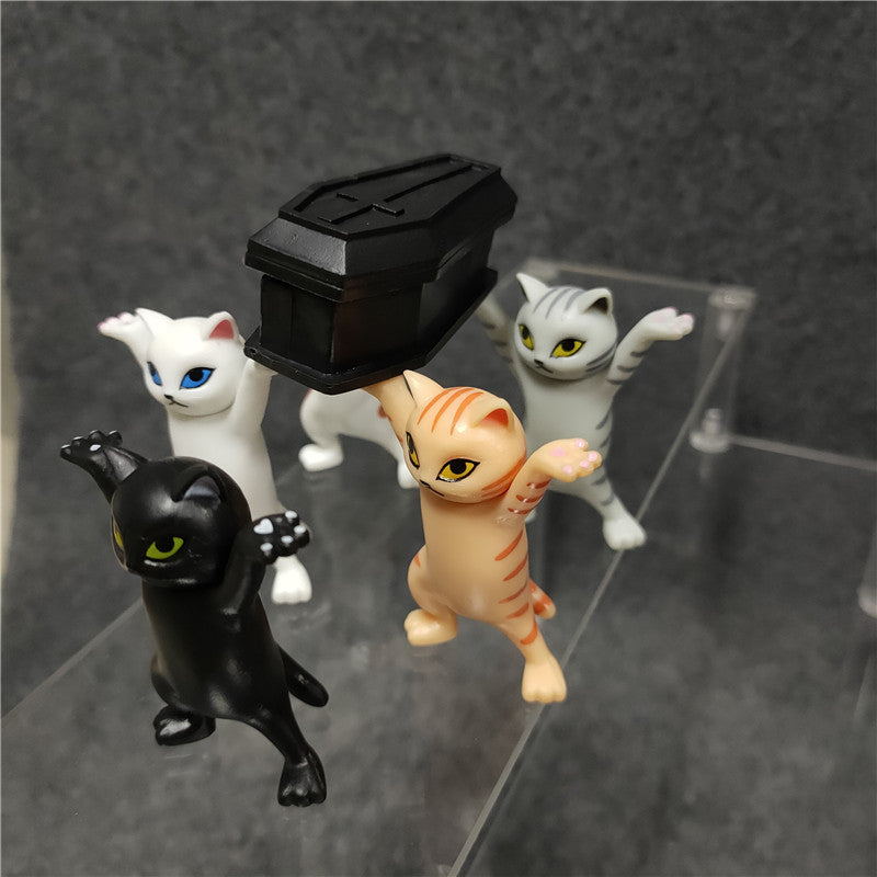 5 Coffin Cat Pen Holder Stationery Cat Pen Holder Japanese Gashapon Creative Funny Cat