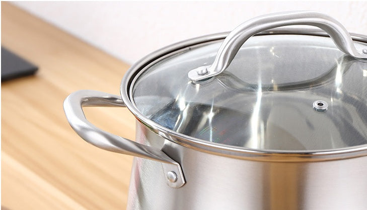 Household 304 Stainless Steel Soup Pot, Extra-high with Double Bottom and Thick Stew Pot Cookware Kitchen Pots Hot Pot 2.5-9L