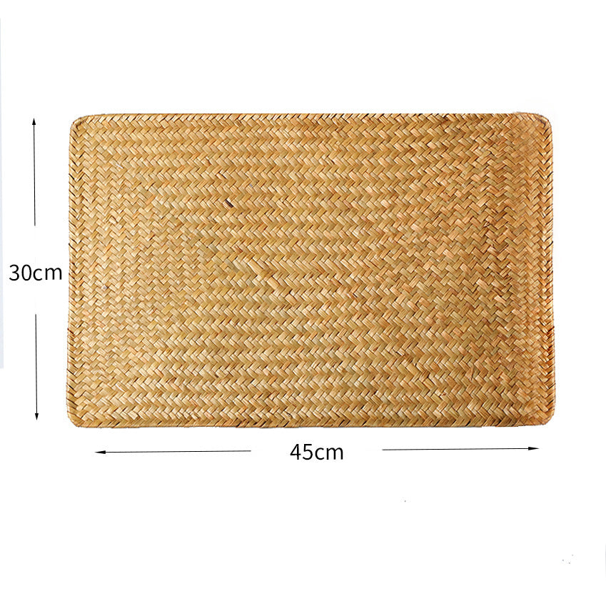 Hand-Woven Placemats Potholders Bowl Mats Anti-Scald Coasters Simple Tea Mats Straw Woven Table Mats
