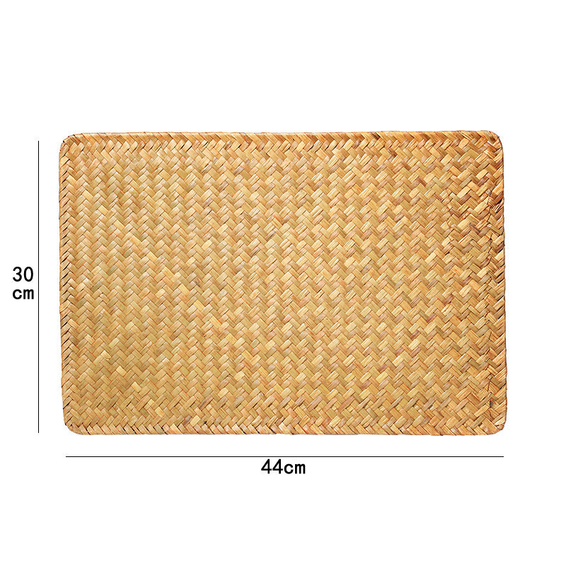 Hand-Woven Placemats Potholders Bowl Mats Anti-Scald Coasters Simple Tea Mats Straw Woven Table Mats