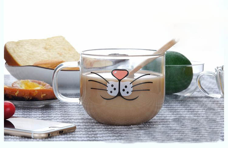 Glass Breakfast Milk Cup Funny Gift Cartoon Print Cup