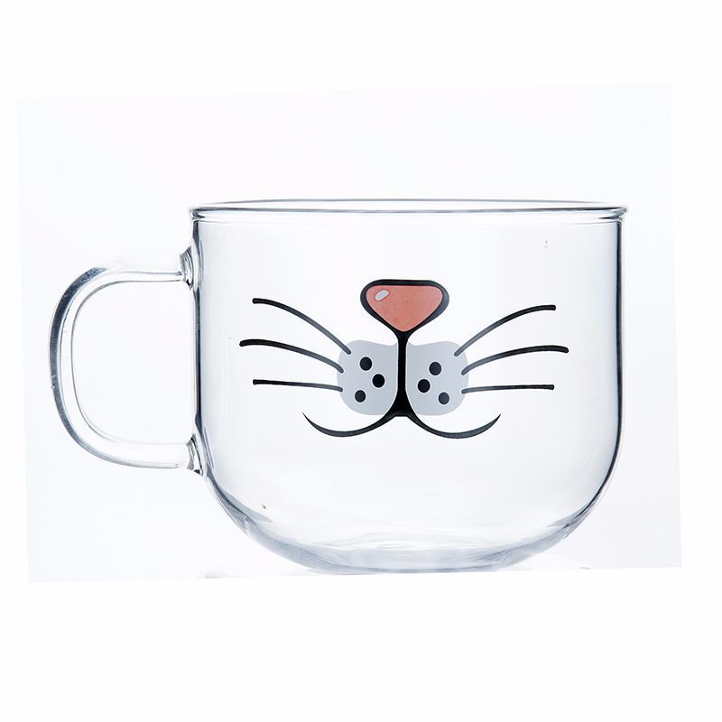 Glass Breakfast Milk Cup Funny Gift Cartoon Print Cup