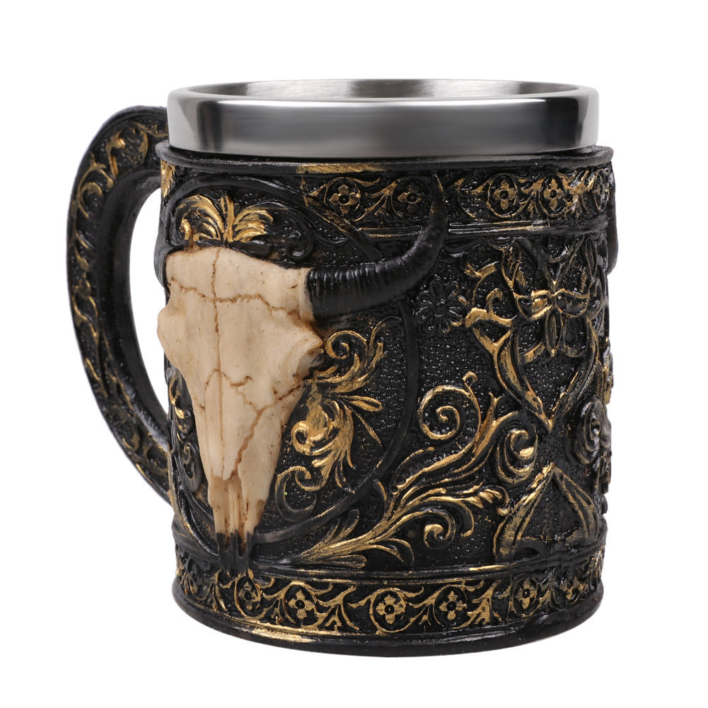 Sheep Horn Head Stainless Steel Resin 3D Beer Mug Goblet Game Tankard Coffee Cup Wine Glass Mugs 350ml BEST GOT Gift