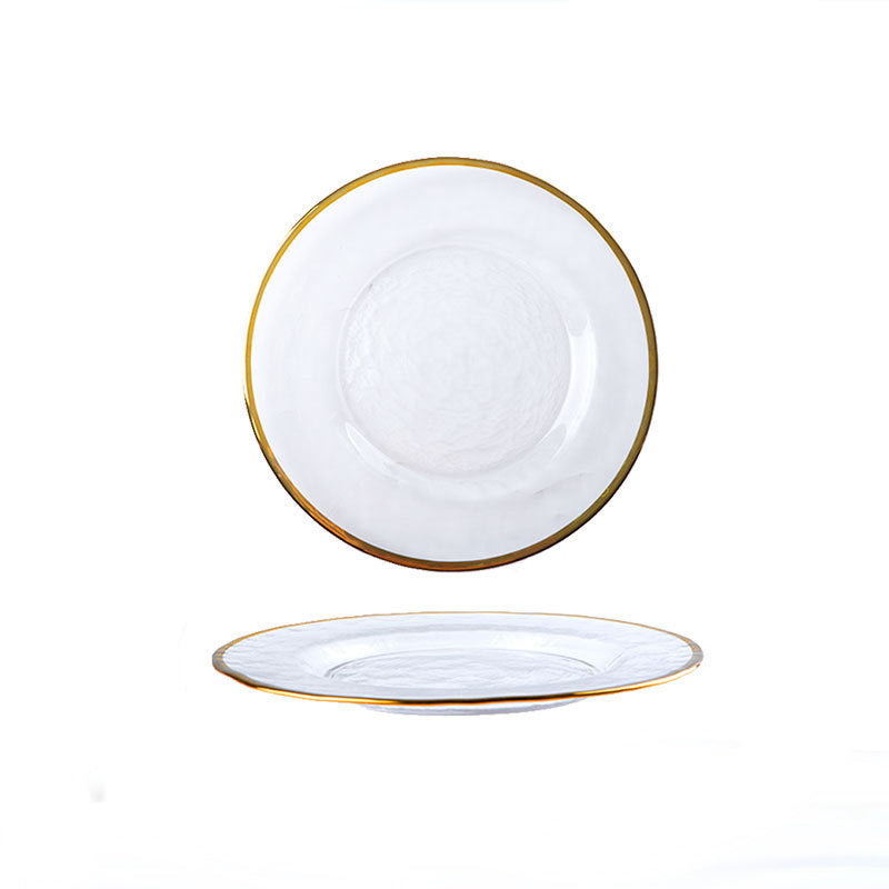 Glass Plate Plating Gilt Rim Dishes And Salad Bowls