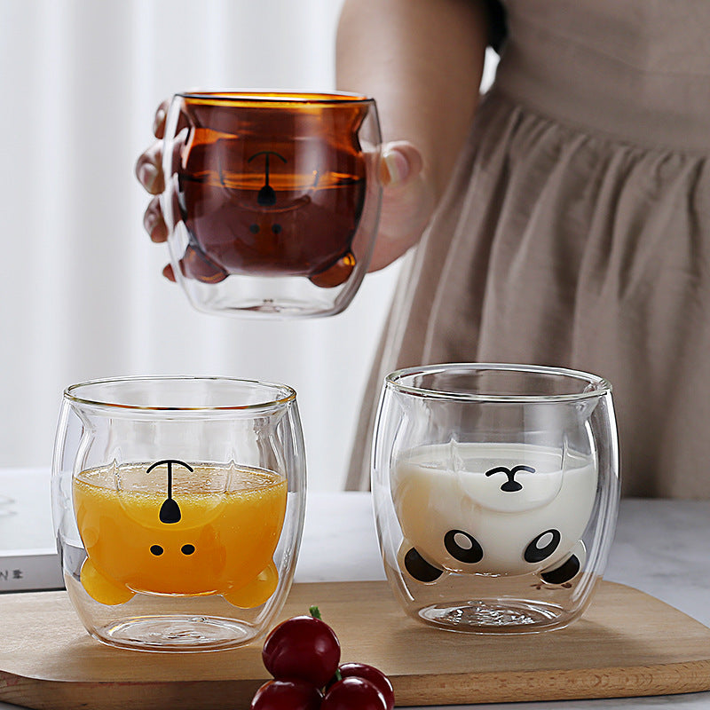Double-layer Juice Glass Heat-resistant Double-layer Cup Coffee Cup Love Gift Bear Cup