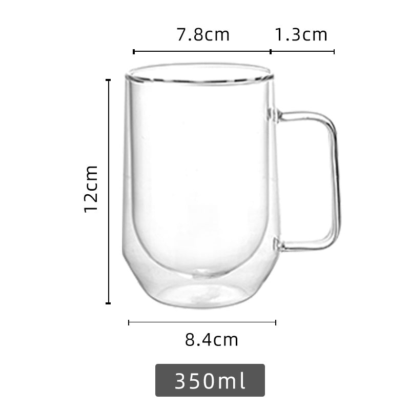 Double Glass With Handle Insulation Office Domestic Water Cup Glass Coffee Cup Thick Transparent Cup