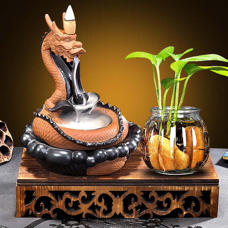 Chinese Zen Ceramic Backflow Incense Burner Agarwood Sandalwood Dragon Incense Burner