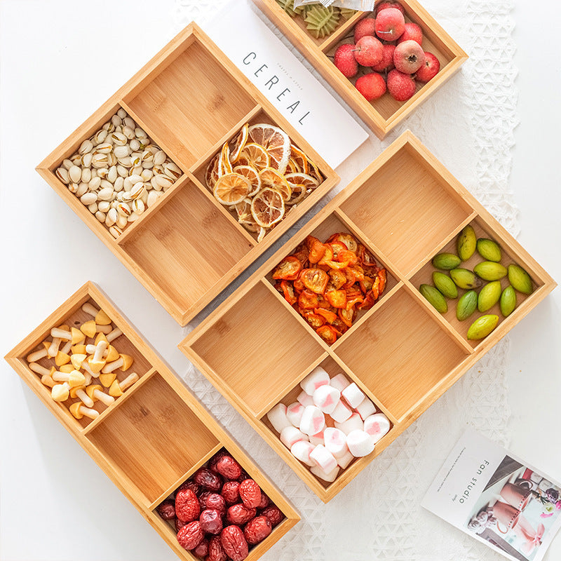 Bamboo And Wood Creative Dry Fruit Box Household Living Room Nut Candy Box Snack Snack Dry Fruit Tray Miscellaneous Brocade Storage Box