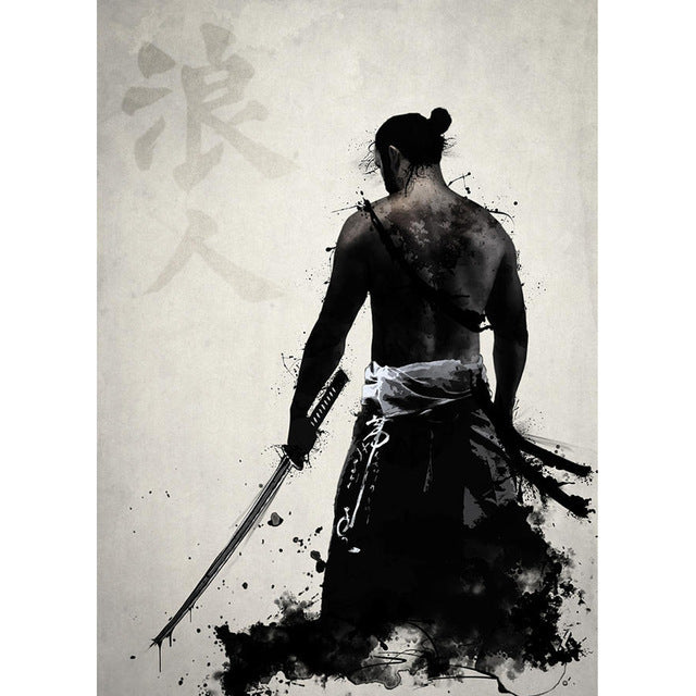 Japanese Samurai Canvas Painting Modern Wall Art Oil Painting Living Room Home Decoration Printmaking Painting Core Decorative Painting