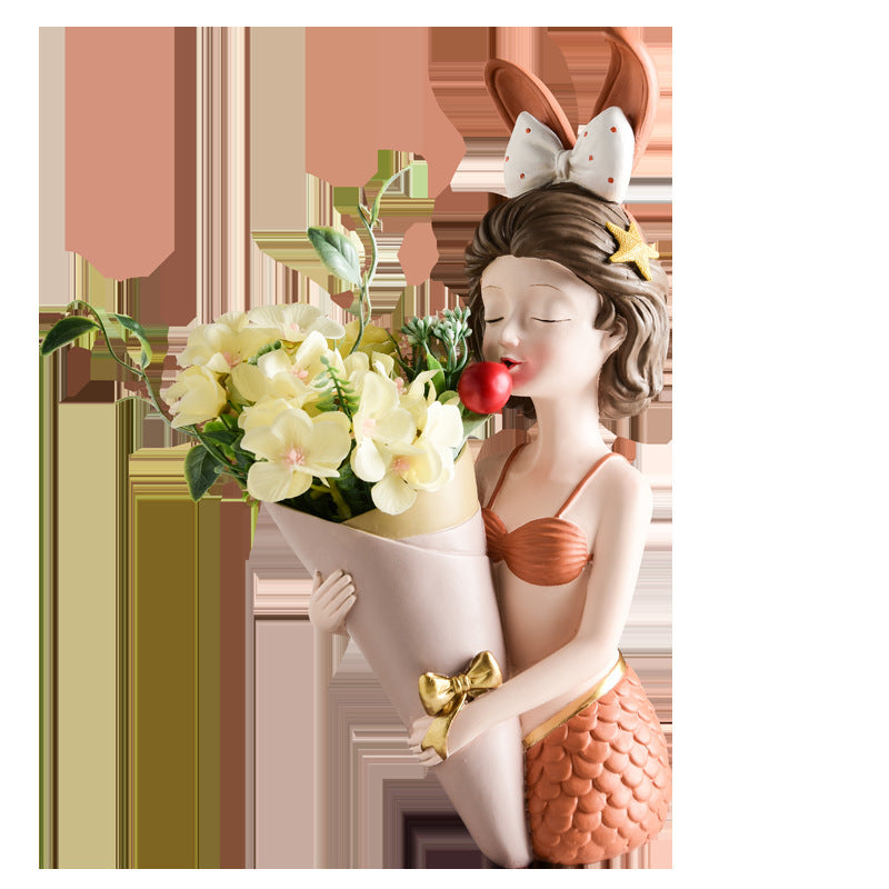 Nordic Style Bubble Girl Resin Flower Vase Ornaments