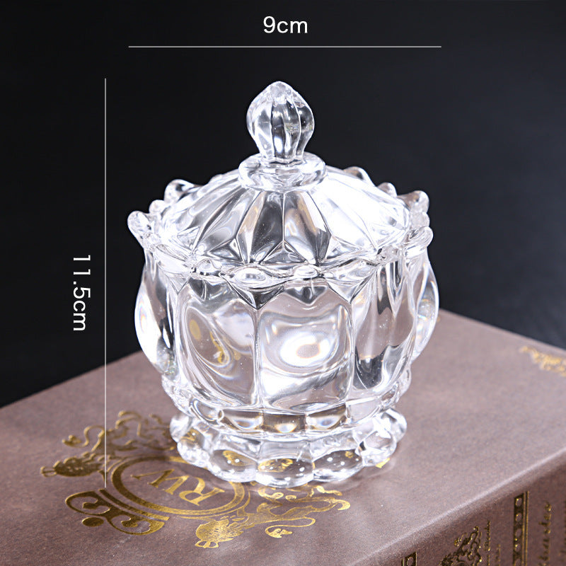 European Luxury Crystal Glass Sugar Bowl Storage Jar Jewelry Candy Jar Toothpick Box With Lid American Decorative Ornaments