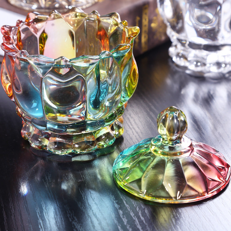 European Luxury Crystal Glass Sugar Bowl Storage Jar Jewelry Candy Jar Toothpick Box With Lid American Decorative Ornaments