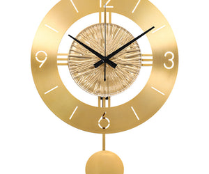 Metal Wall Clock With Elegant Pendulum