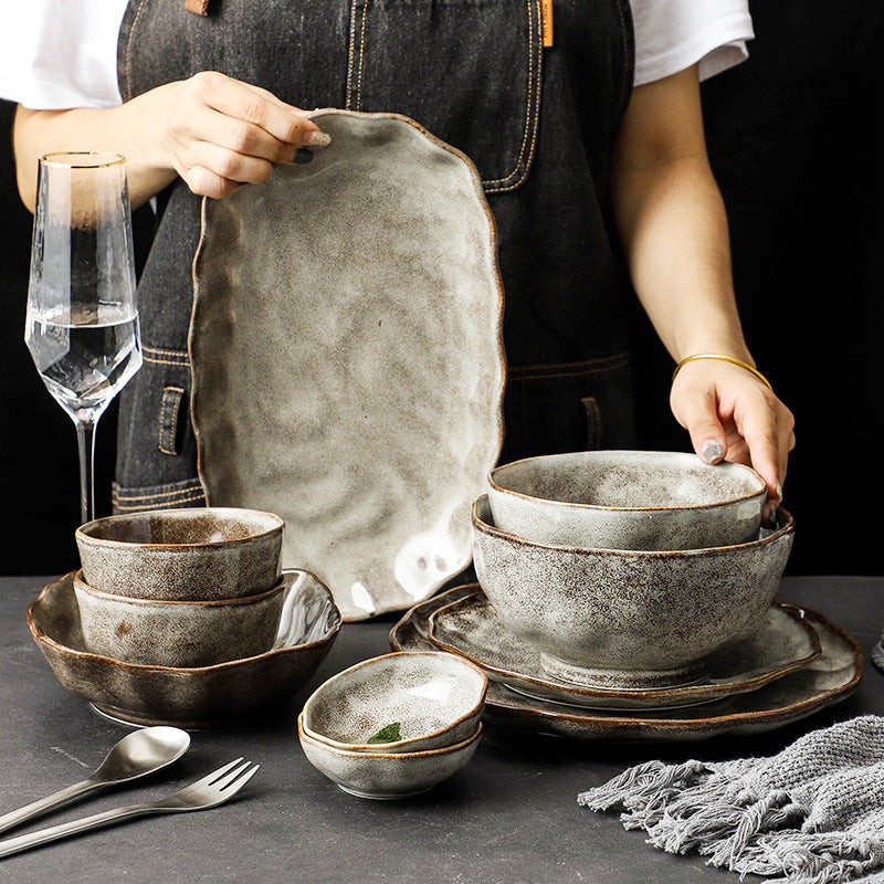 Japanese Stone Tableware Old-fashioned Porcelain Stoneware Dishes
