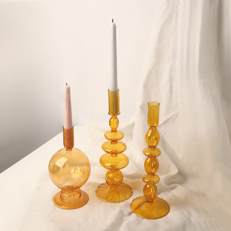 Nordic Home Colored Retro Glass Candle Holders