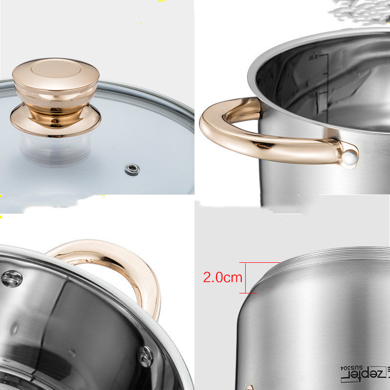 Thickened Double Bottom 304 Stainless Steel sSmall Soup Pot