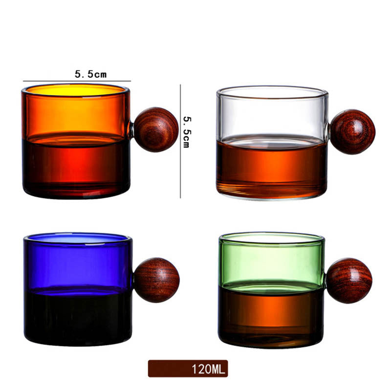 Coffee Tea Color Personal Wooden Glass Cup