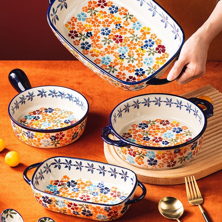 Ceramic Bowl With Special Handle For Oven And Microwave Oven