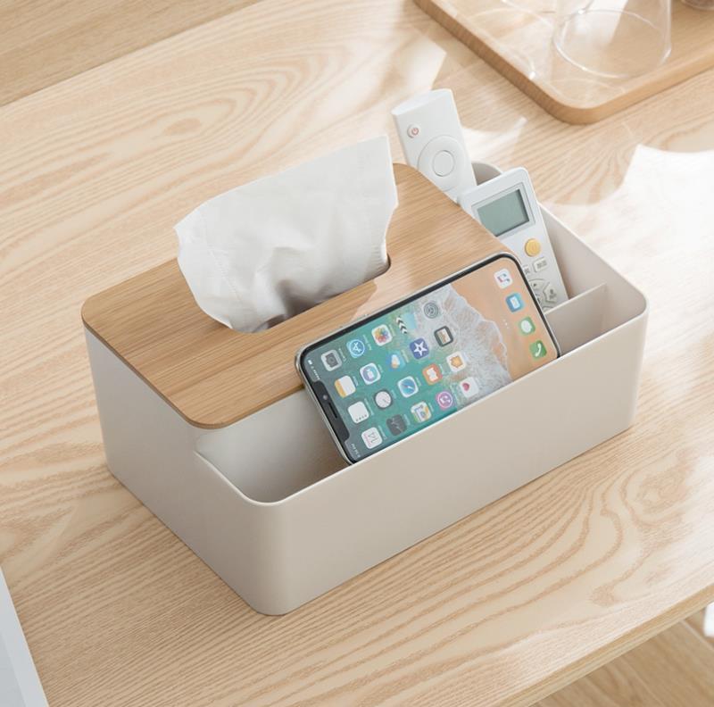 Remote control coffee table storage box tissue box