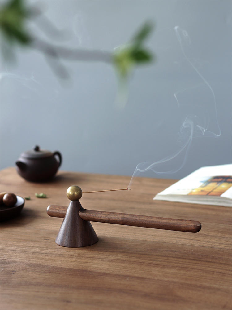 Antique Zen Incense Burner Black Walnut Wood Line Incense Holder
