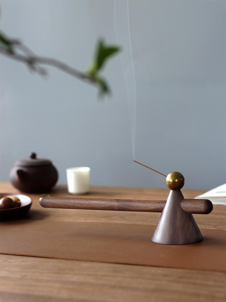 Antique Zen Incense Burner Black Walnut Wood Line Incense Holder