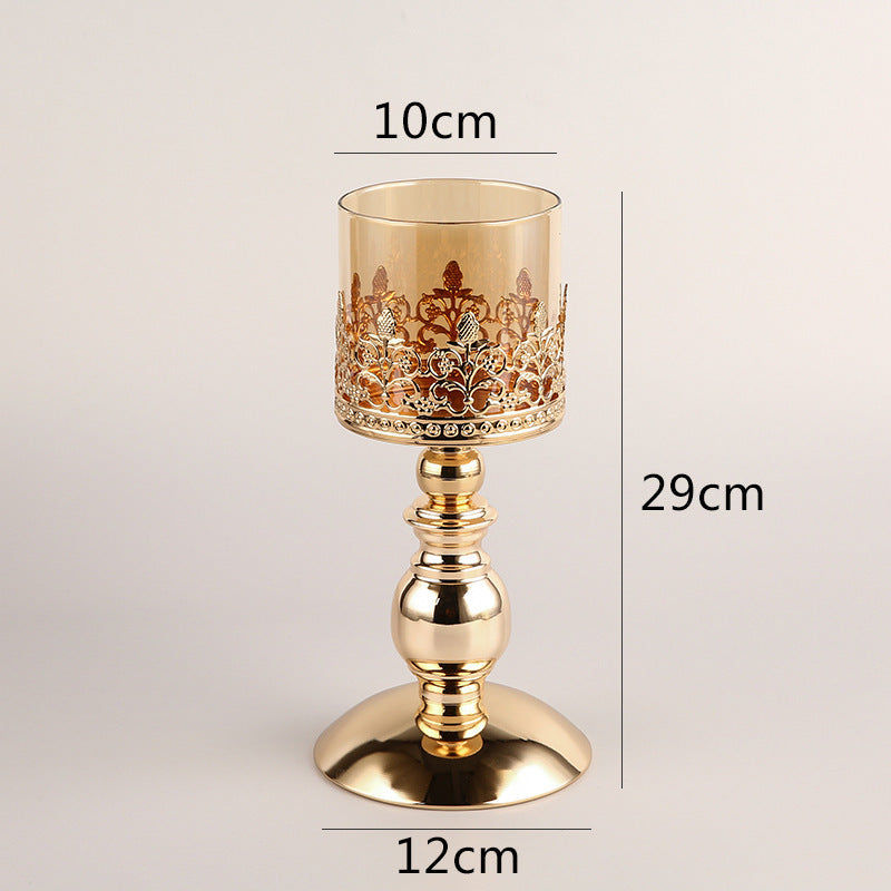 Crystal Candle Holder Creative Decoration Restaurant Metal Glass