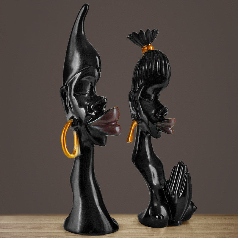 Black Couple Ornament Decoration Abstract Art Sculpture