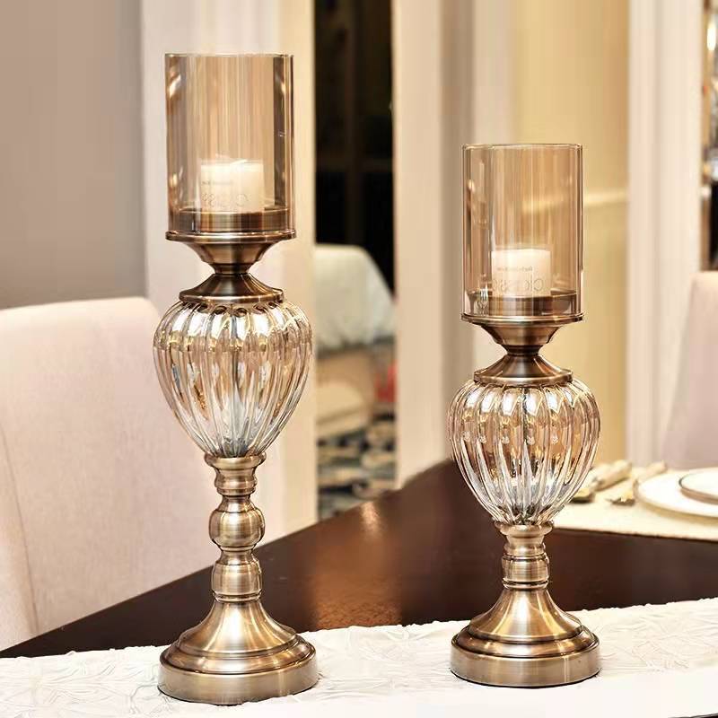 Crystal Glass Dining Table European Candle Holder Ornament