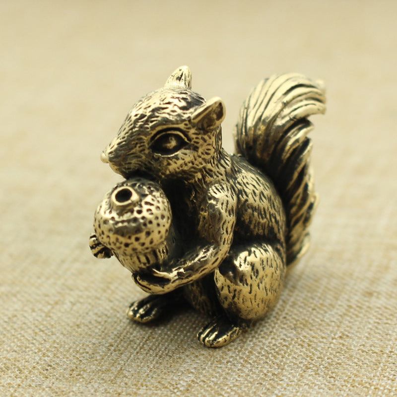 Brass Cute Squirrel Incense Holder Copper Art Hand Pieces