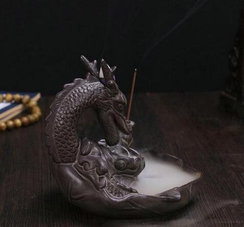 Dragon ceramic incense burner smoke
