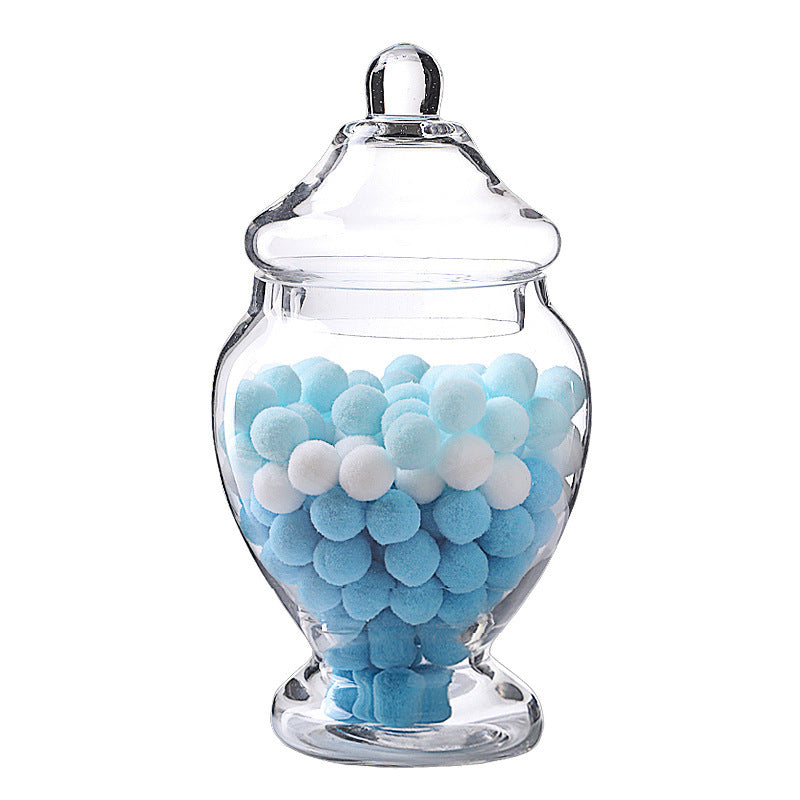Clear Glass Decorative Candy Storage Jar