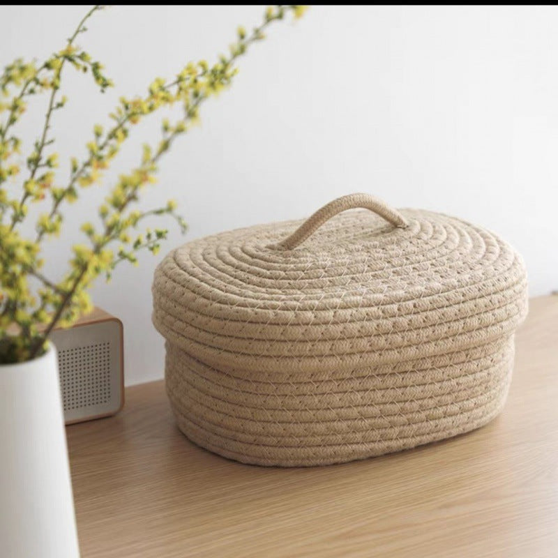 Desktop Dustproof Handmade Cotton Thread Sundries Storage Snack Needle Thread Storage Basket
