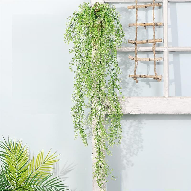Hanging Basket Rattan Plastic Fake Flower Simulation Green Plant