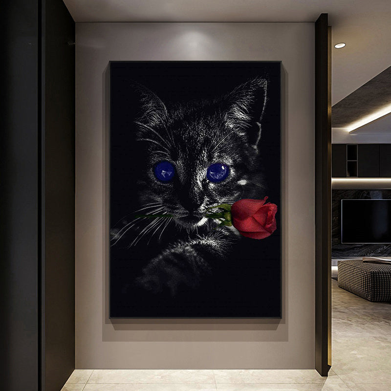 Paintings On The Canvas Depicting Black Cats