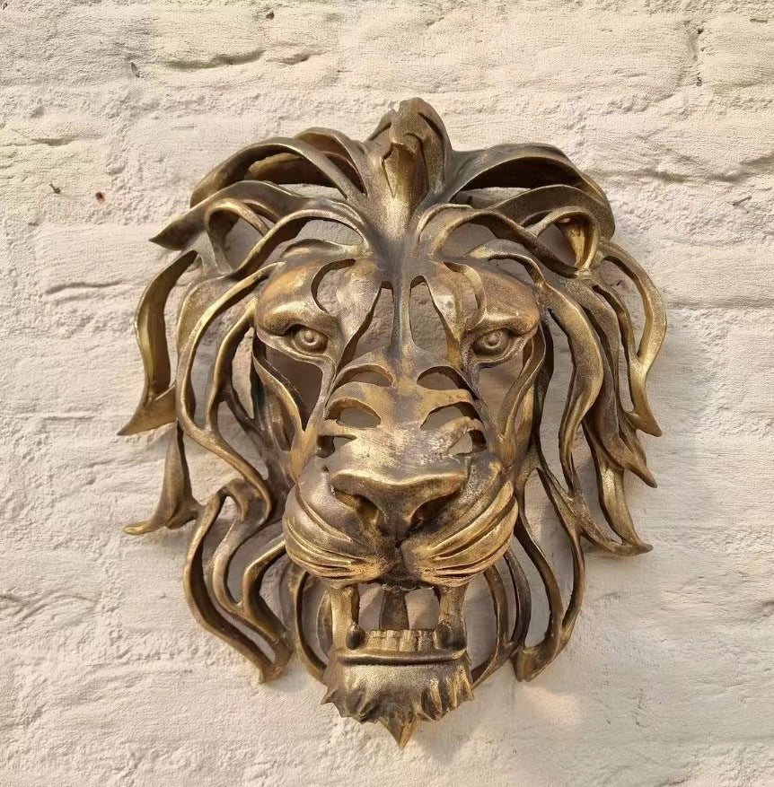 Lion's Head Wall Hanging Art Metal Sculpture