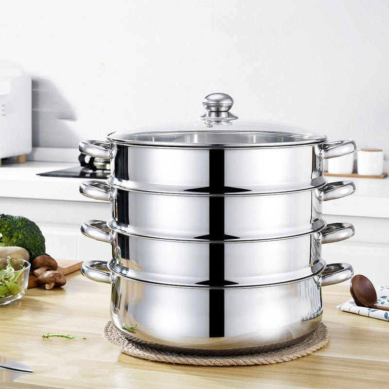 Deepen Stainless Steel Five-layer Cooking Pot With Large Capacity