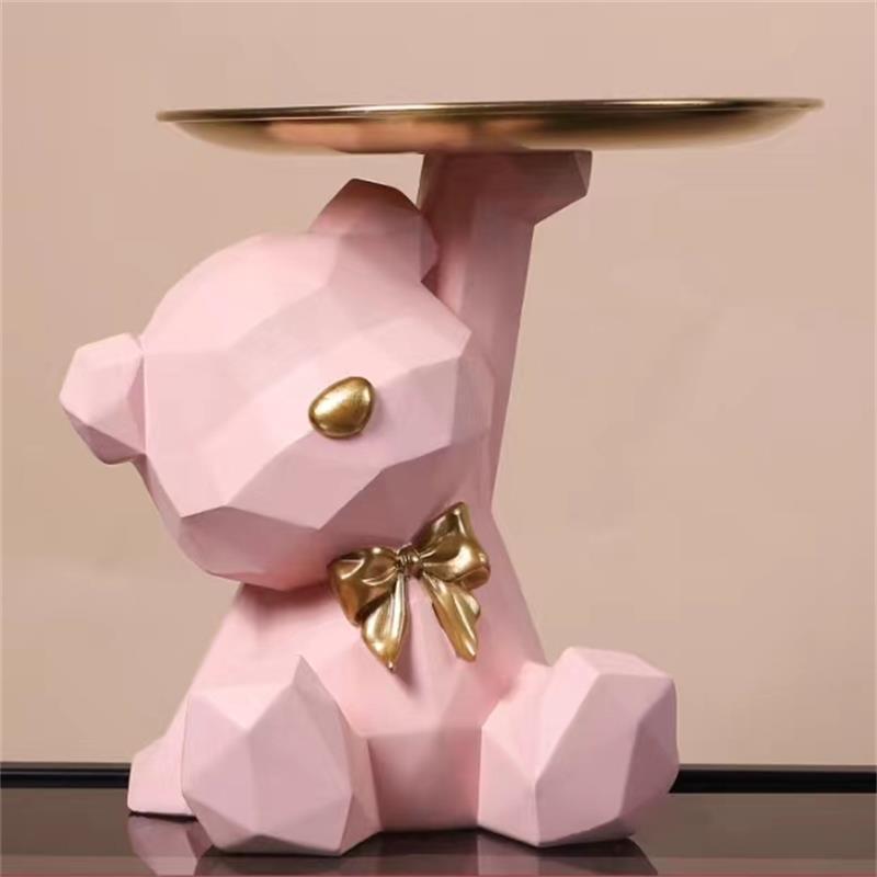 Geometric Cut Bear Tray Decoration Resin Crafts