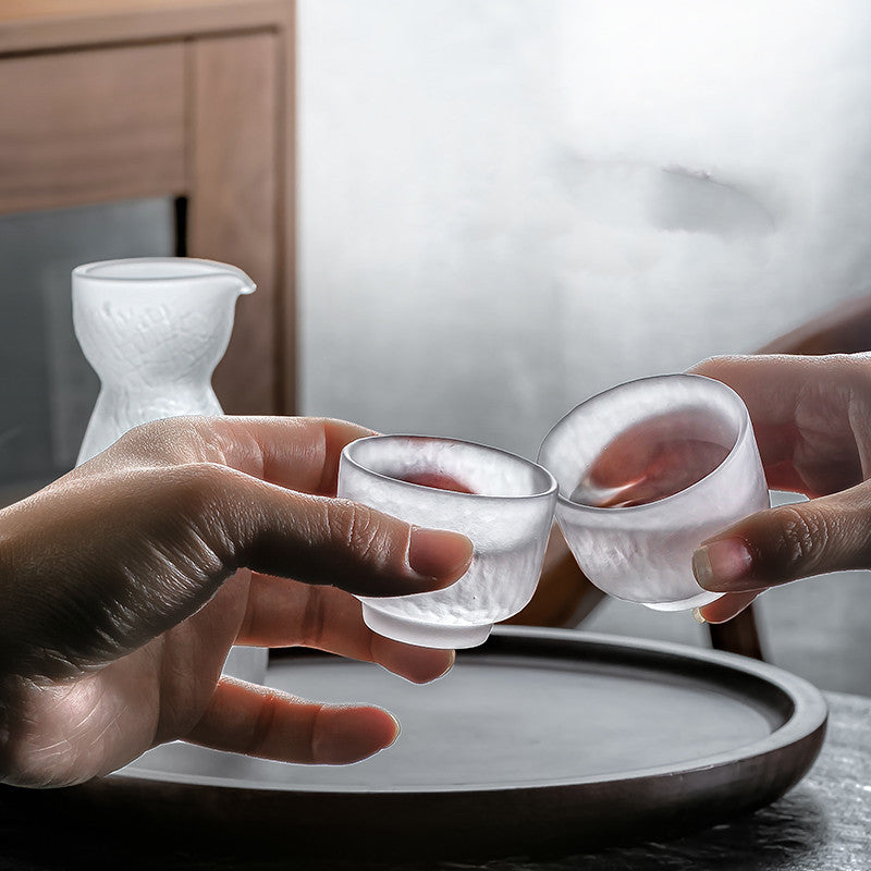 Japanese Style Frosted Sake Jug Set Glass Drinking Utensils