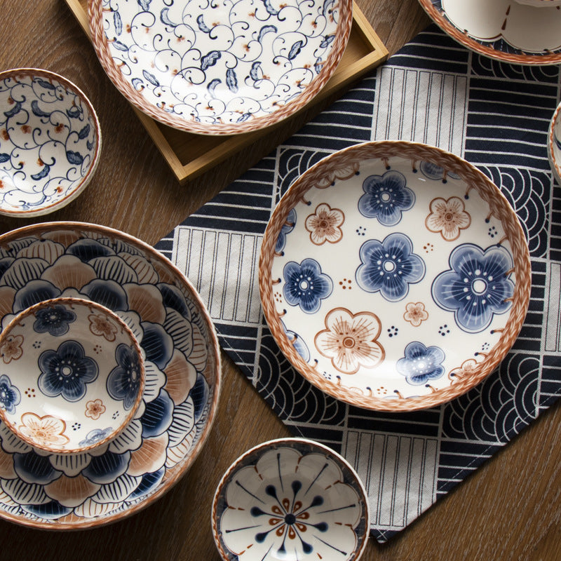 Vine Ceramic Underglaze Color Disc Complex Dish Deep Plates Household Creative Tableware